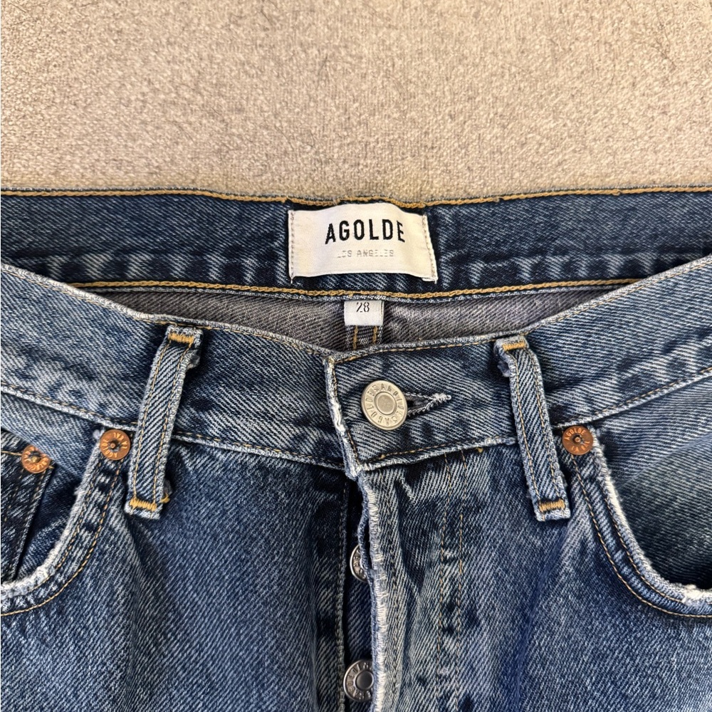 Agolde High Rise Denim Jeans - Classic Blue